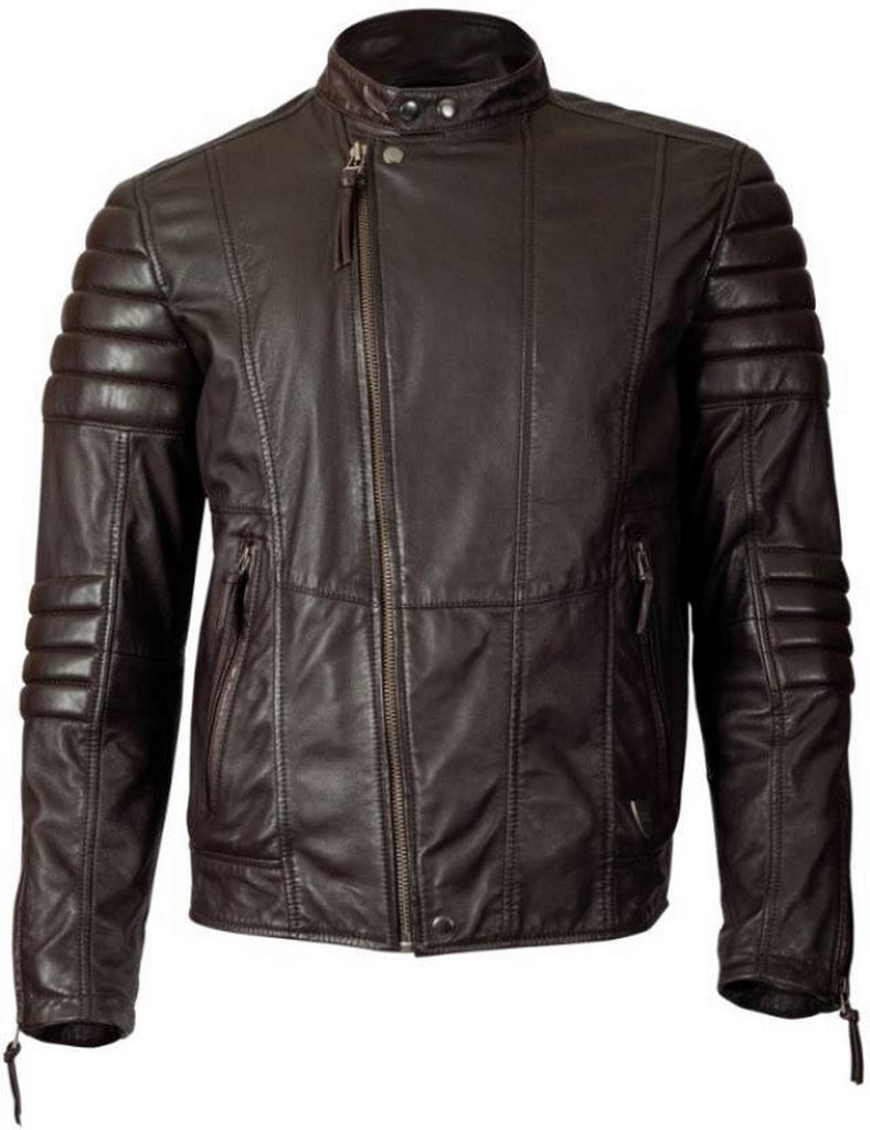 Biker Jacket - Men Real Lambskin Motorcycle Leather Biker Jacket KM382 - Koza Leathers