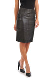 Knee Length Skirt - Women Real Lambskin Leather Slim Fit Skirt WS045 - Koza Leathers