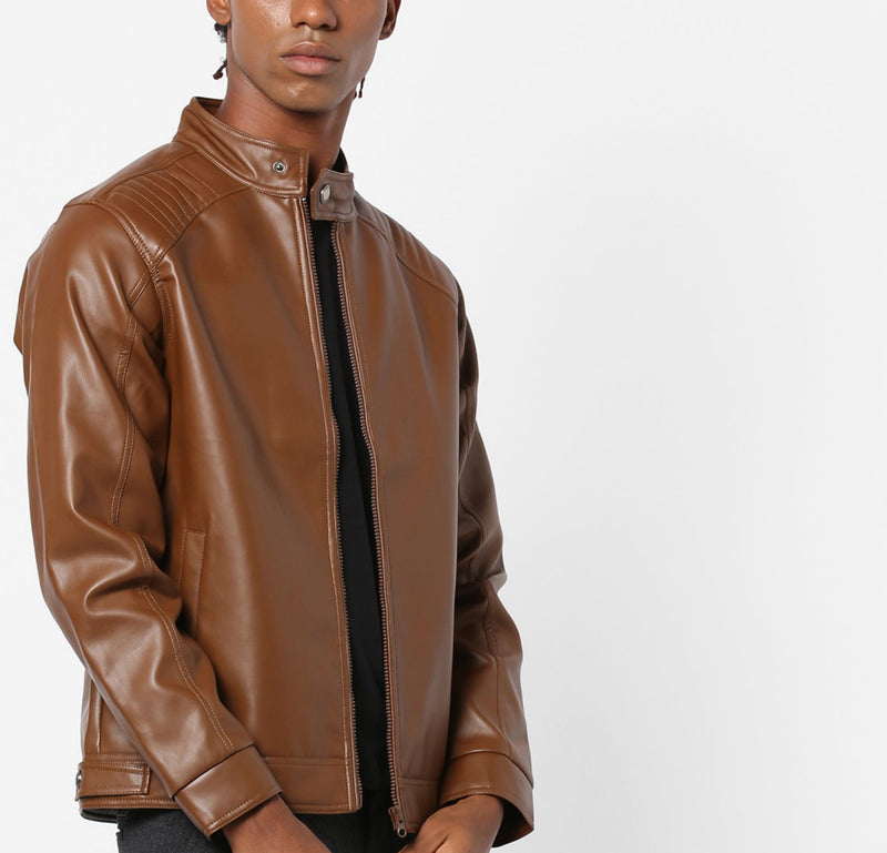 Biker Jacket - Men Real Lambskin Motorcycle Leather Biker Jacket KM602 - Koza Leathers