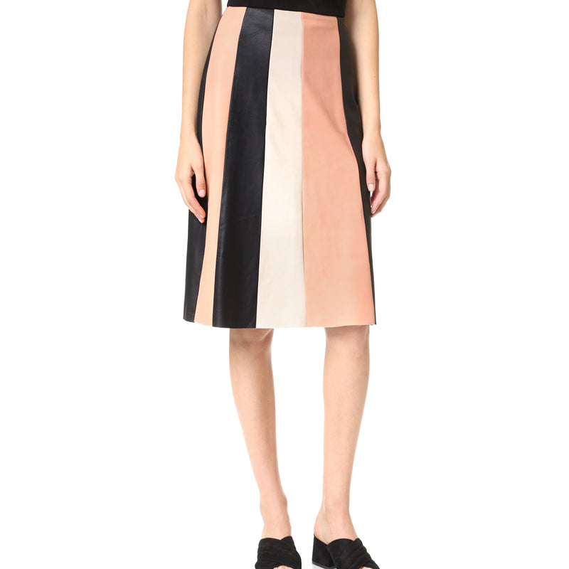 Knee Length Skirt - Women Real Lambskin Leather Knee Length Skirt WS142 - Koza Leathers