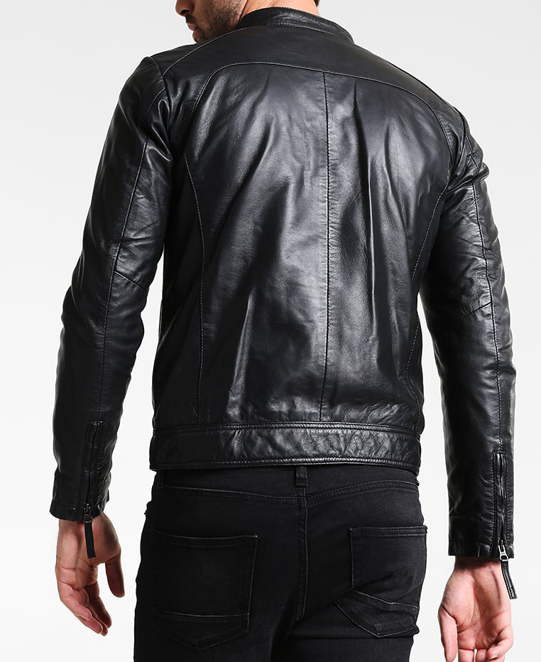 Biker Jacket - Men Real Lambskin Motorcycle Leather Biker Jacket KM233 - Koza Leathers