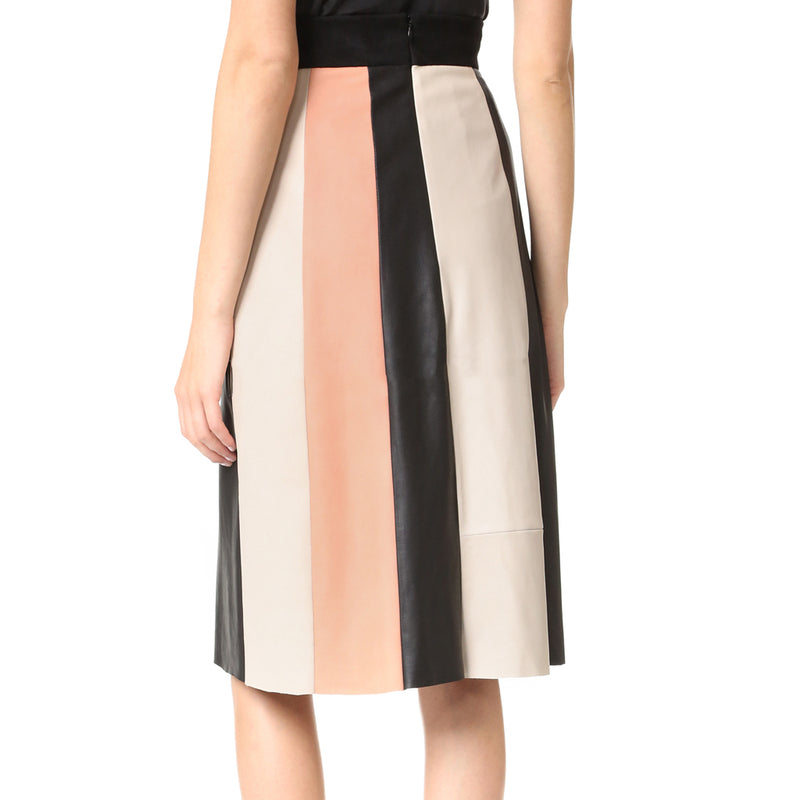 Knee Length Skirt - Women Real Lambskin Leather Knee Length Skirt WS142 - Koza Leathers