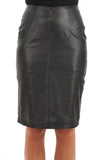 Knee Length Skirt - Women Real Lambskin Leather Slim Fit Skirt WS045 - Koza Leathers