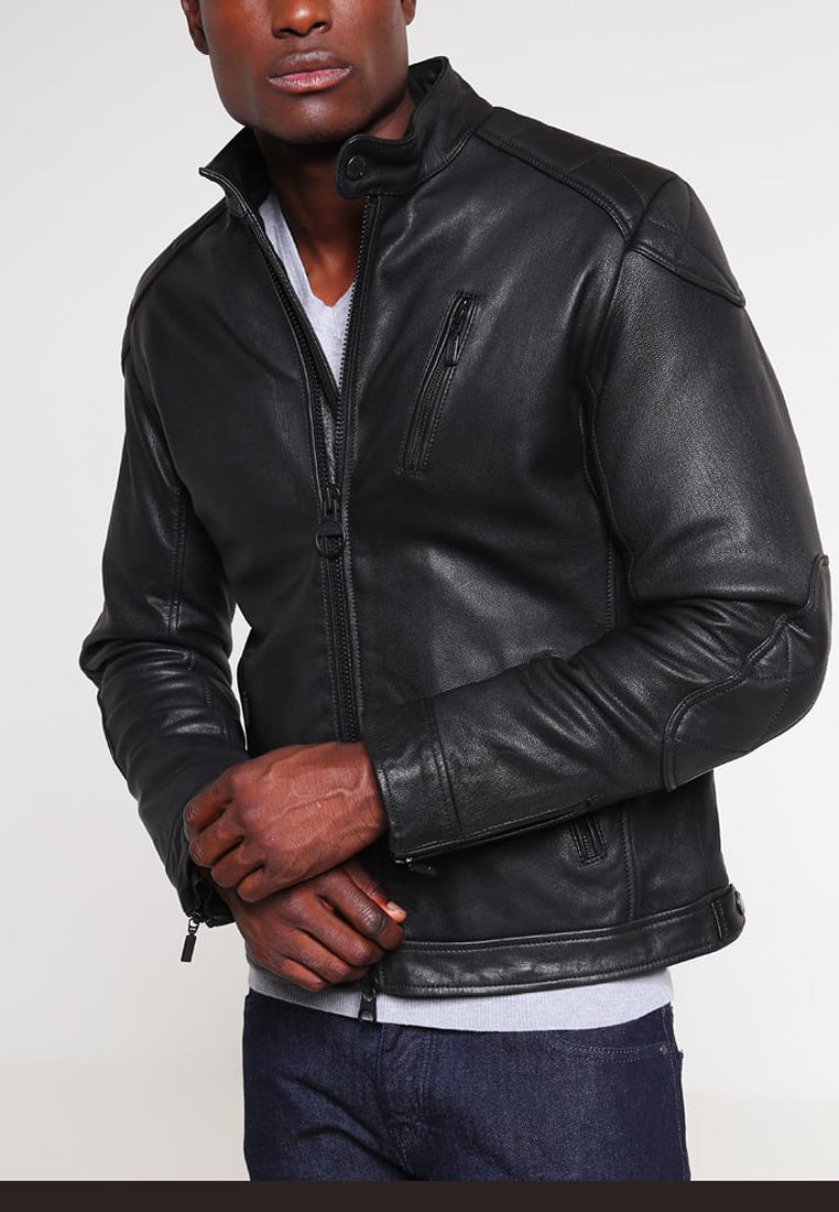 Biker Jacket - Men Real Lambskin Motorcycle Leather Biker Jacket KM288 - Koza Leathers
