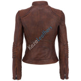 Biker / Motorcycle Jacket - Women Real Lambskin Leather Biker Jacket KW143 - Koza Leathers