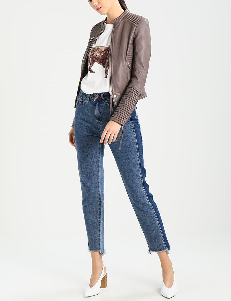 Biker / Motorcycle Jacket - Women Real Lambskin Leather Biker Jacket KW242 - Koza Leathers