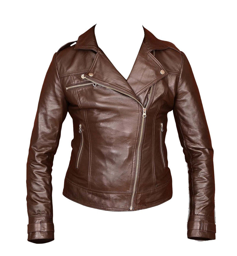 Biker / Motorcycle Jacket - Women Real Lambskin Leather Biker Jacket KW058 - Koza Leathers