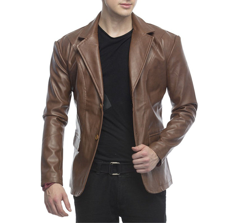Leather Blazer - Men Real Sheepskin Leather Blazer KB010 - Koza Leathers