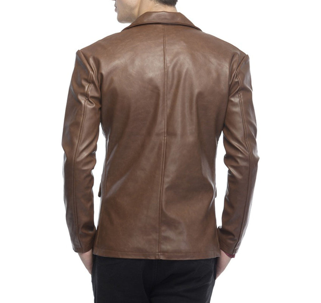 Leather Blazer - Men Real Sheepskin Leather Blazer KB010 - Koza Leathers