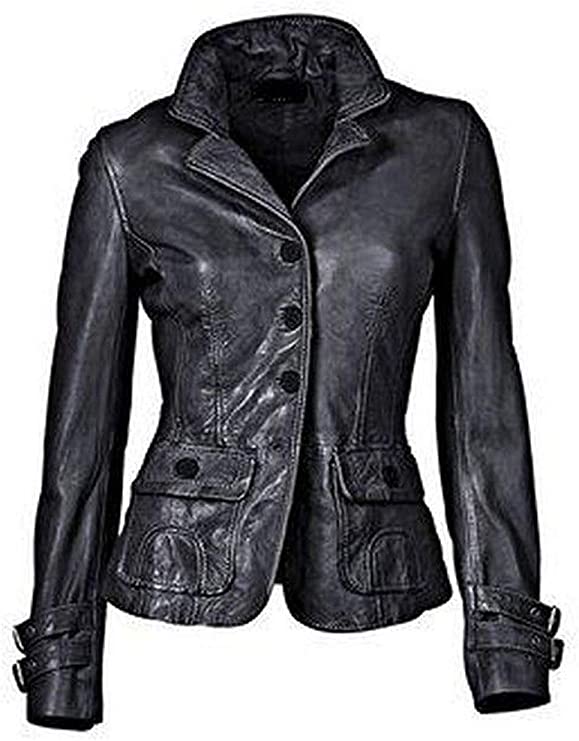 Koza Leathers Women's Real Lambskin Leather Blazer BW055