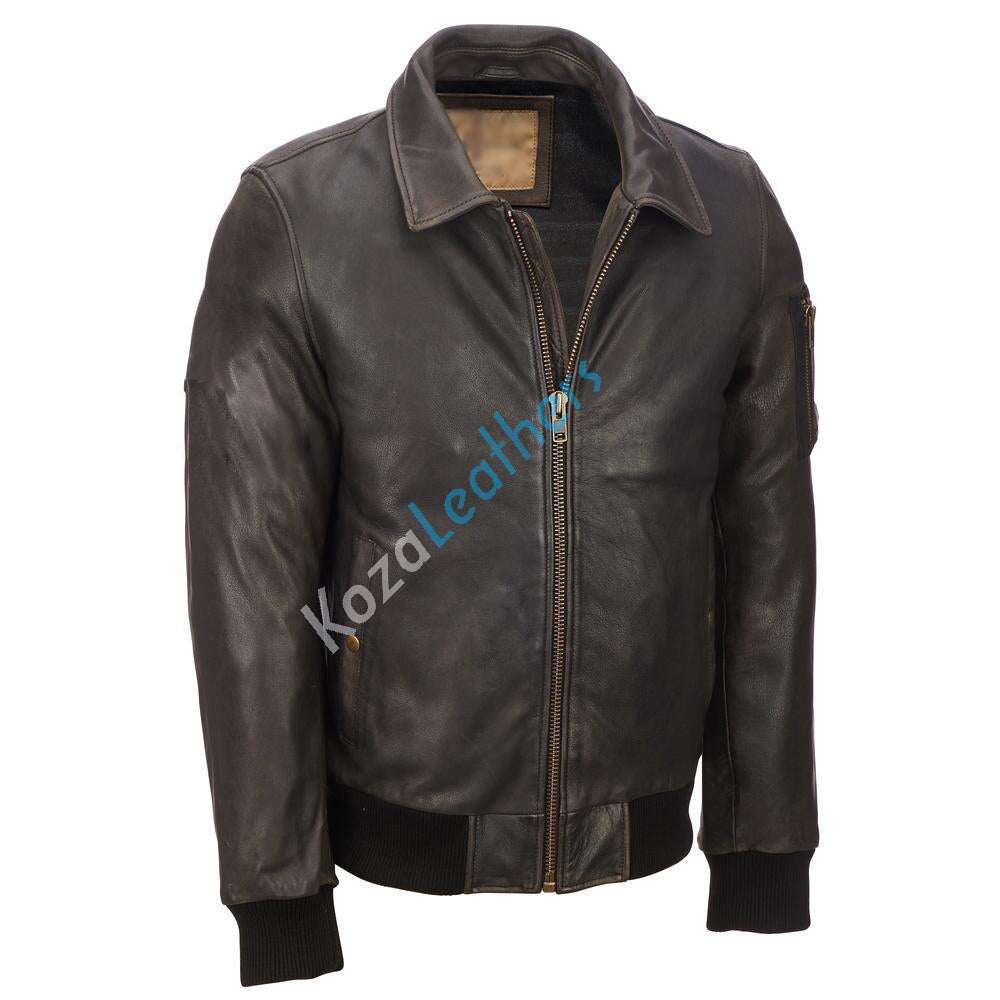 Biker Jacket - Men Real Lambskin Motorcycle Leather Biker Jacket KM185 - Koza Leathers