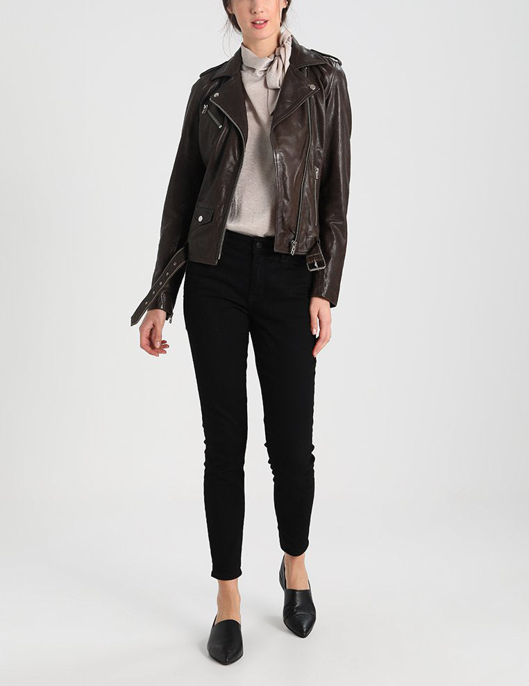 Biker / Motorcycle Jacket - Women Real Lambskin Leather Biker Jacket KW243 - Koza Leathers