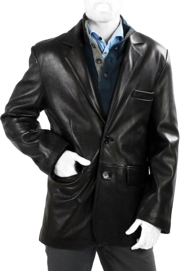 Leather Blazer - Men Real Sheepskin Leather Blazer KB011 - Koza Leathers