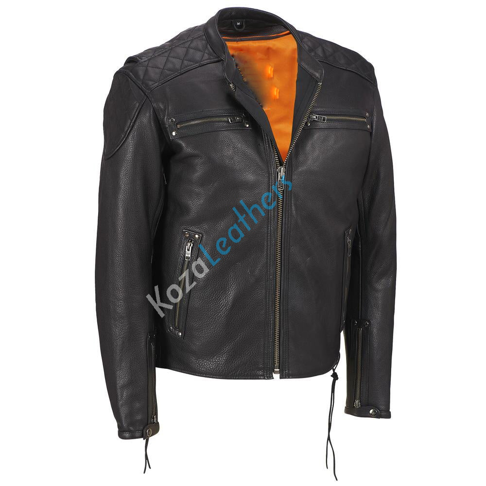 Leathers Men's Genuine Lambskin Bomber Leather Jacket NJ036