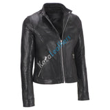 Biker / Motorcycle Jacket - Women Real Lambskin Leather Biker Jacket KW145 - Koza Leathers