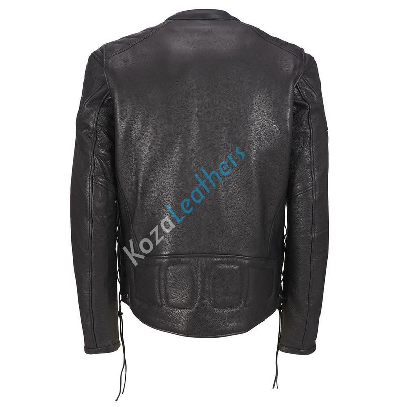 Biker Jacket - Men Real Lambskin Motorcycle Leather Biker Jacket KM186 - Koza Leathers
