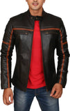 Biker Jacket - Men Real Lambskin Motorcycle Leather Biker Jacket KM438 - Koza Leathers