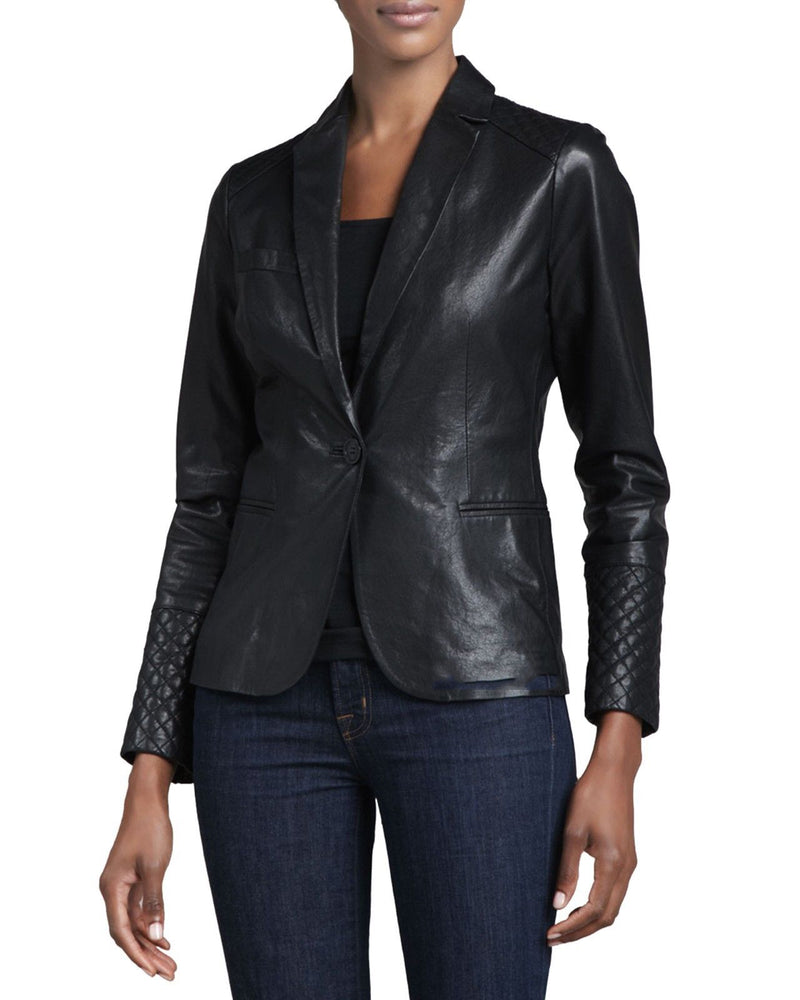 Koza Leathers Women's Real Lambskin Leather Blazer BW050