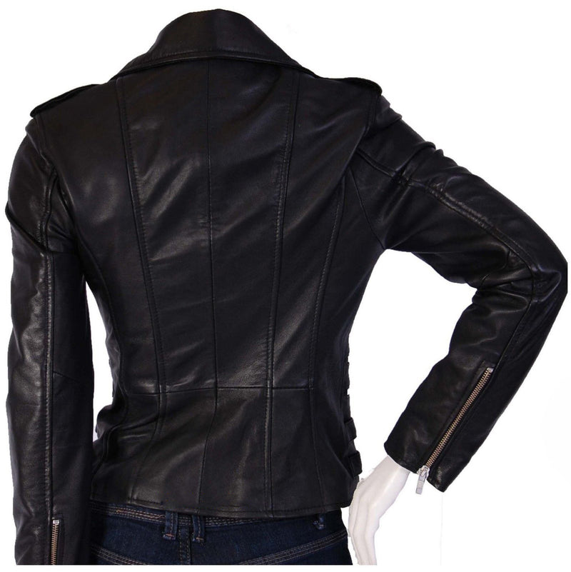Biker / Motorcycle Jacket - Women Real Lambskin Leather Biker Jacket KW059 - Koza Leathers