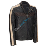 Koza Leathers Men's Genuine Lambskin Bomber Leather Jacket NJ037