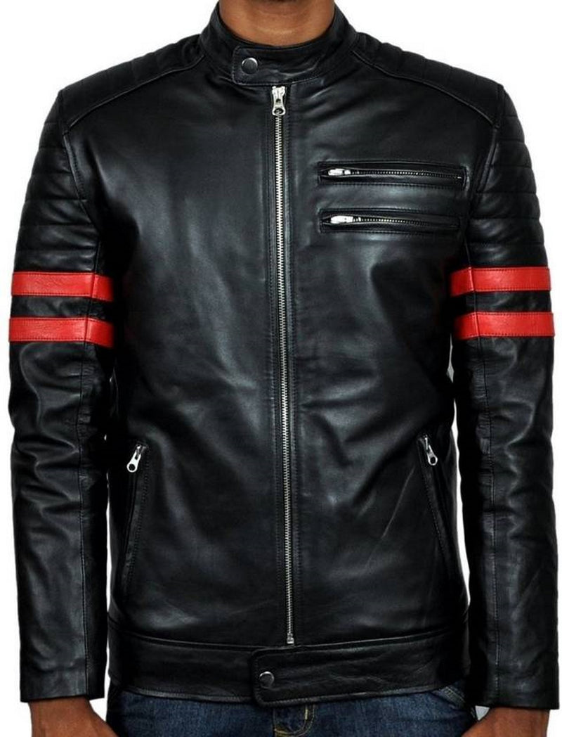 Biker Jacket - Men Real Lambskin Motorcycle Leather Biker Jacket KM439 - Koza Leathers