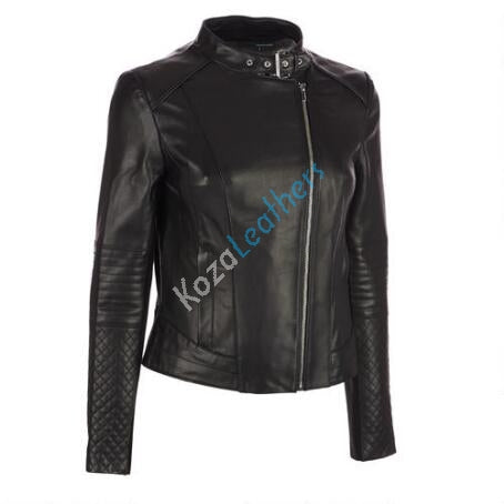 Biker / Motorcycle Jacket - Women Real Lambskin Leather Biker Jacket KW146 - Koza Leathers