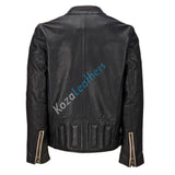 Biker Jacket - Men Real Lambskin Motorcycle Leather Biker Jacket KM187 - Koza Leathers