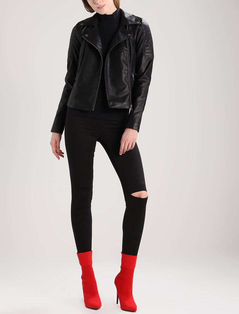 Biker / Motorcycle Jacket - Women Real Lambskin Leather Biker Jacket KW245 - Koza Leathers