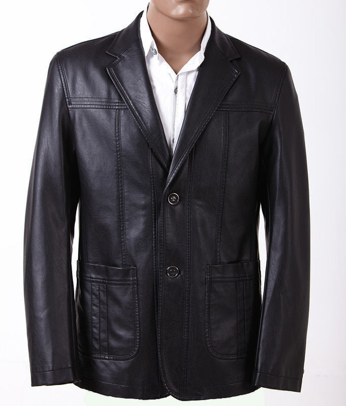 Leather Blazer - Men Real Sheepskin Leather Blazer KB012 - Koza Leathers