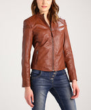 Biker / Motorcycle Jacket - Women Real Lambskin Leather Biker Jacket KW246 - Koza Leathers