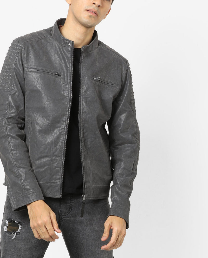 Biker Jacket - Men Real Lambskin Motorcycle Leather Biker Jacket KM661 - Koza Leathers