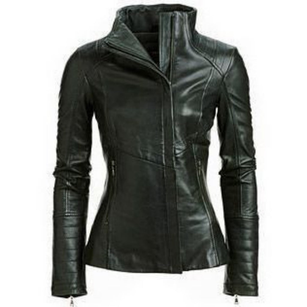 Biker / Motorcycle Jacket - Women Real Lambskin Leather Biker Jacket KW339 - Koza Leathers