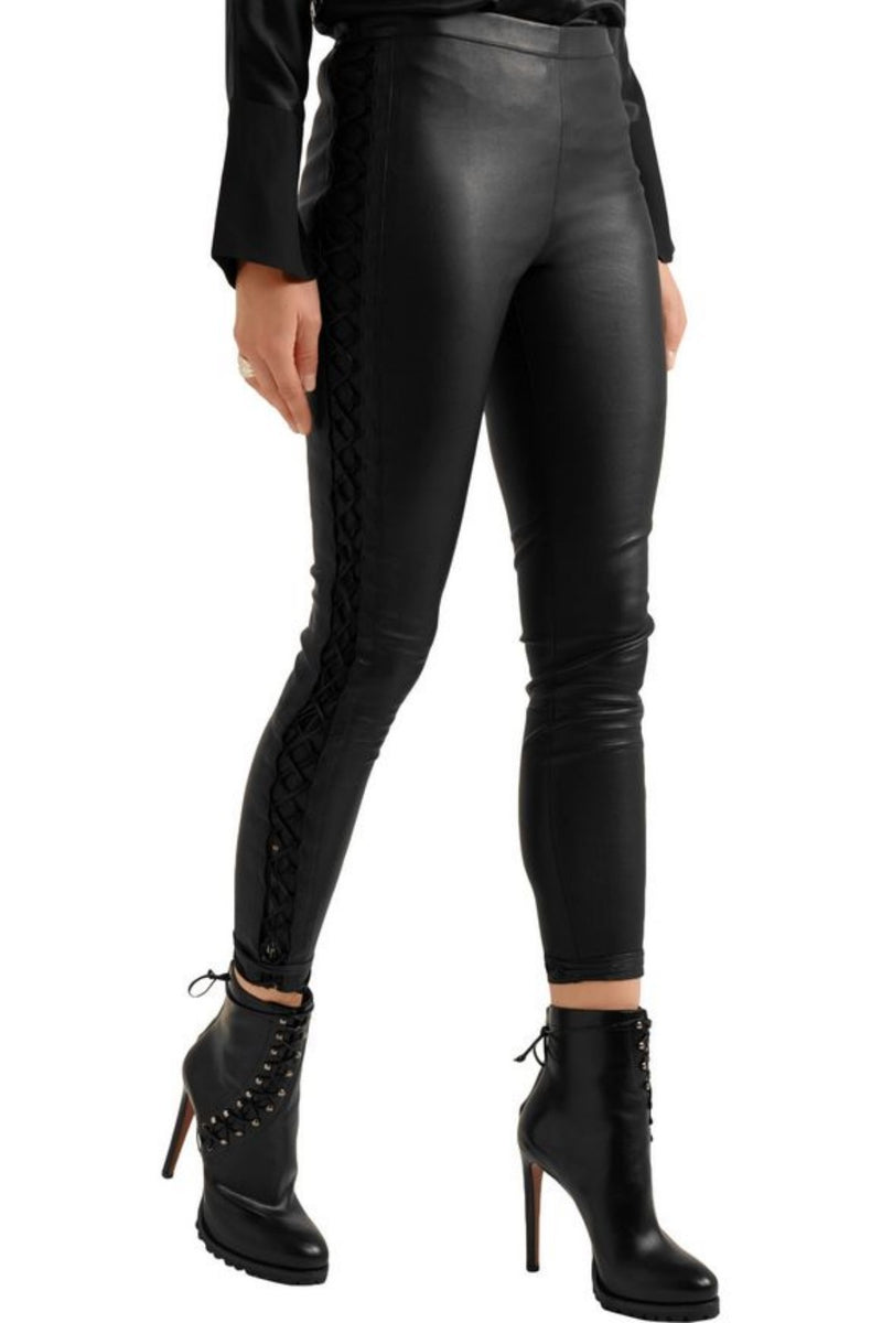 Koza Leathers Women's Real Lambskin Leather Capri Pant WP032