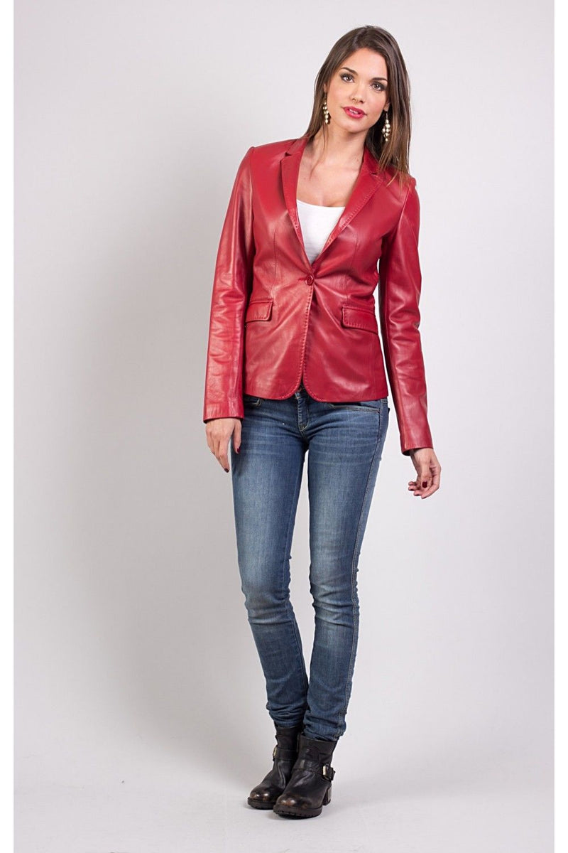 Koza Leathers Women's Real Lambskin Leather Blazer BW052