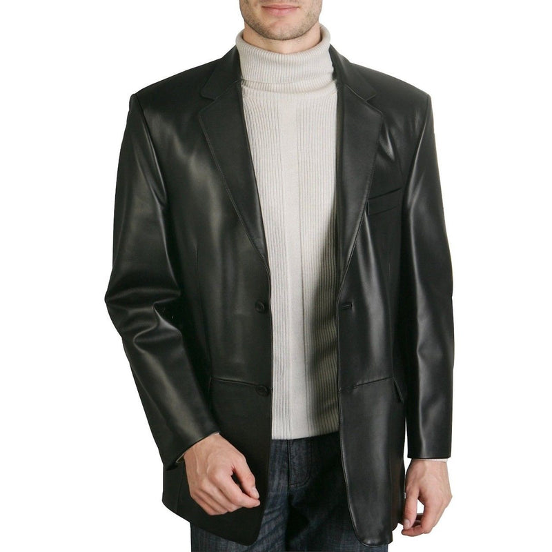 Leather Blazer - Men Real Sheepskin Leather Blazer KB014 - Koza Leathers