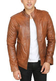 Biker Jacket - Men Real Lambskin Motorcycle Leather Biker Jacket KM441 - Koza Leathers