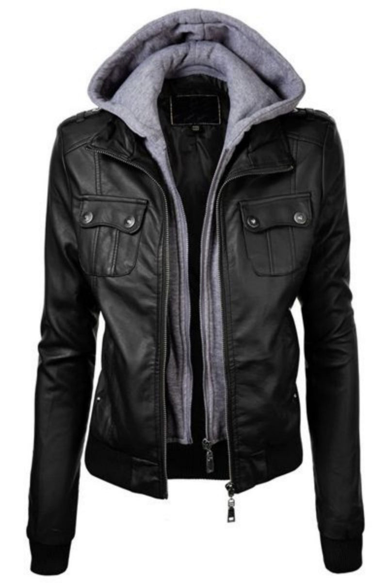 Biker / Motorcycle Jacket - Women Real Lambskin Leather Biker Jacket KW492 - Koza Leathers