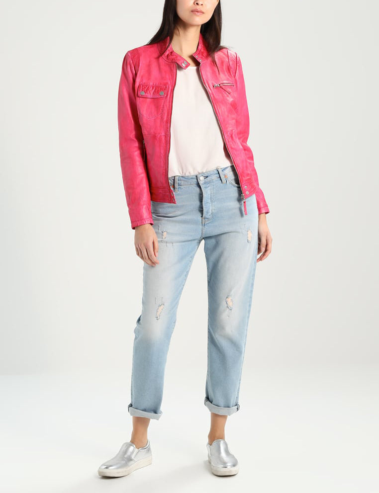 Biker / Motorcycle Jacket - Women Real Lambskin Leather Biker Jacket KW247 - Koza Leathers