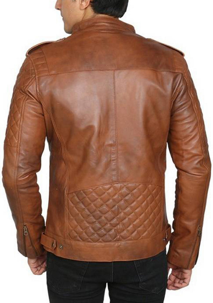 Biker Jacket - Men Real Lambskin Motorcycle Leather Biker Jacket KM441 - Koza Leathers