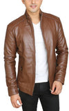 Biker Jacket - Men Real Lambskin Motorcycle Leather Biker Jacket KM443 - Koza Leathers