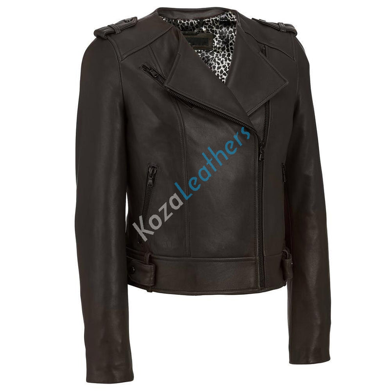 Biker / Motorcycle Jacket - Women Real Lambskin Leather Biker Jacket KW149 - Koza Leathers