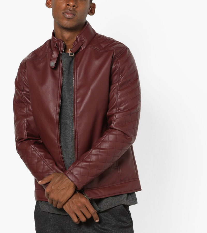 Biker Jacket - Men Real Lambskin Motorcycle Leather Biker Jacket KM663 - Koza Leathers