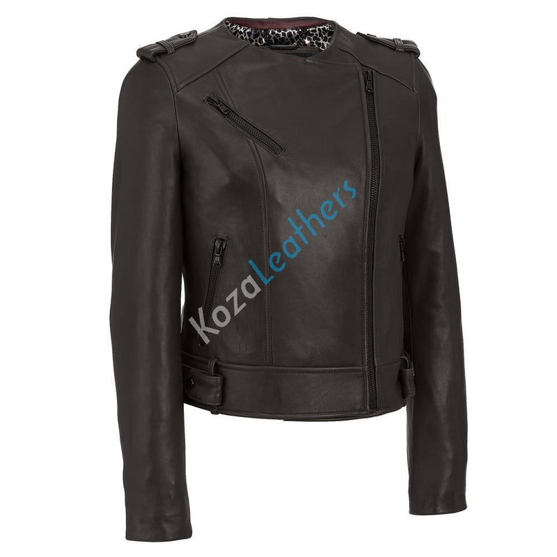 Biker / Motorcycle Jacket - Women Real Lambskin Leather Biker Jacket KW149 - Koza Leathers