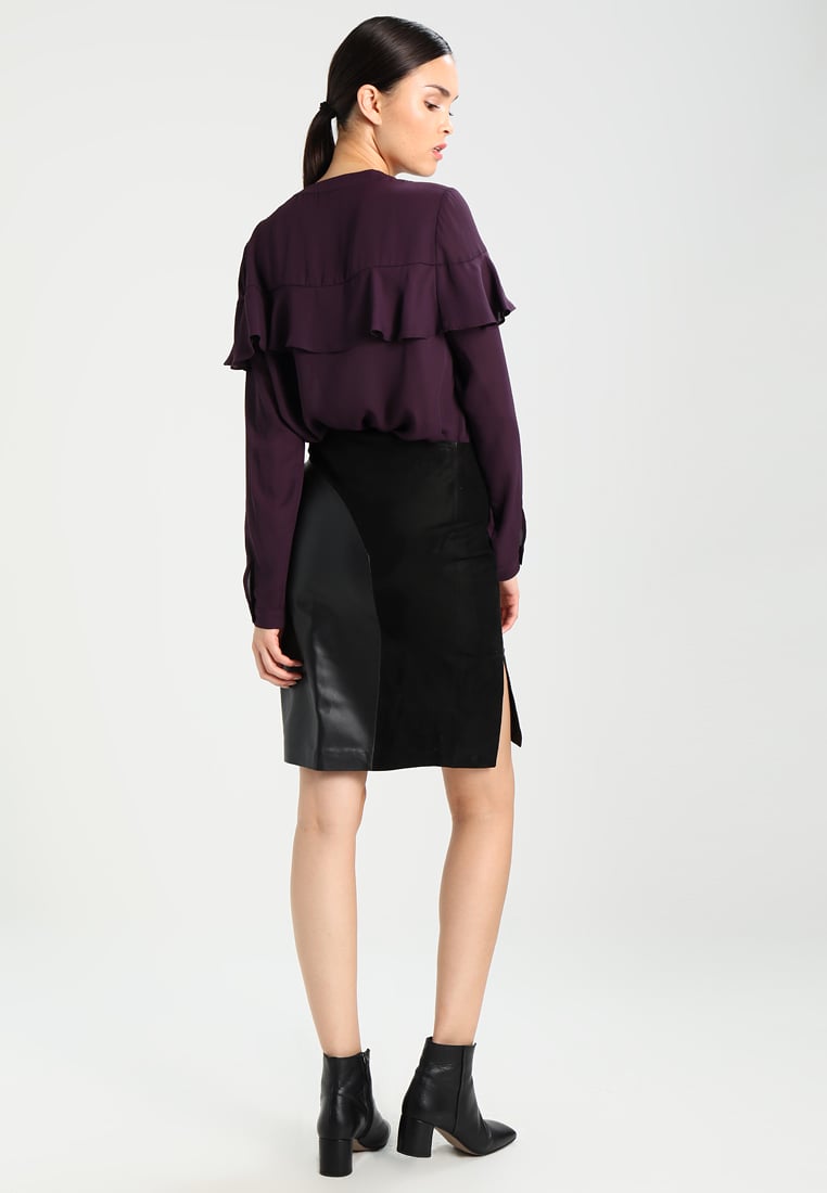 Knee Length Skirt - Women Real Lambskin Leather Slim Fit Skirt WS093 - Koza Leathers