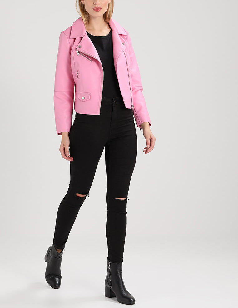 Biker / Motorcycle Jacket - Women Real Lambskin Leather Biker Jacket KW248 - Koza Leathers