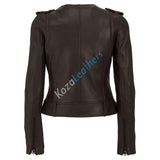 Biker / Motorcycle Jacket - Women Real Lambskin Leather Biker Jacket KW149 - Koza Leathers