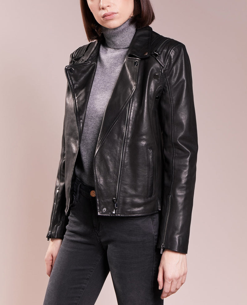 Biker / Motorcycle Jacket - Women Real Lambskin Leather Biker Jacket KW249 - Koza Leathers