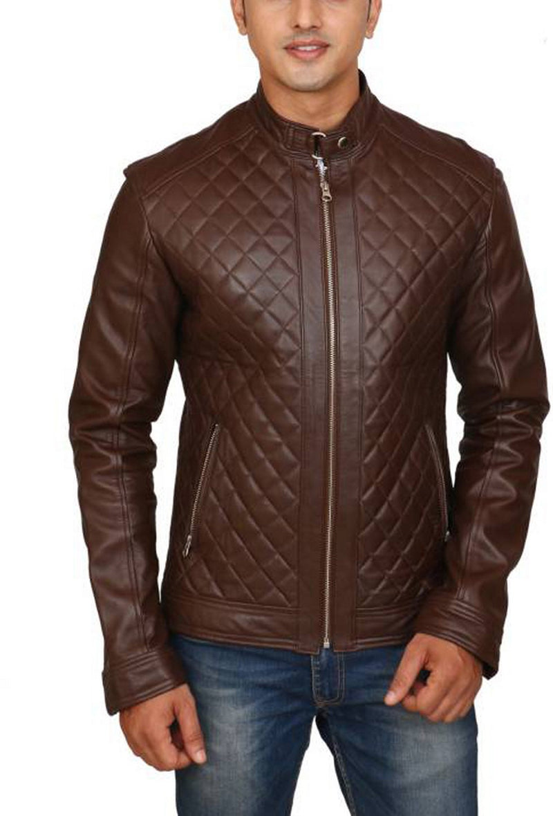 Biker Jacket - Men Real Lambskin Motorcycle Leather Biker Jacket KM443 - Koza Leathers