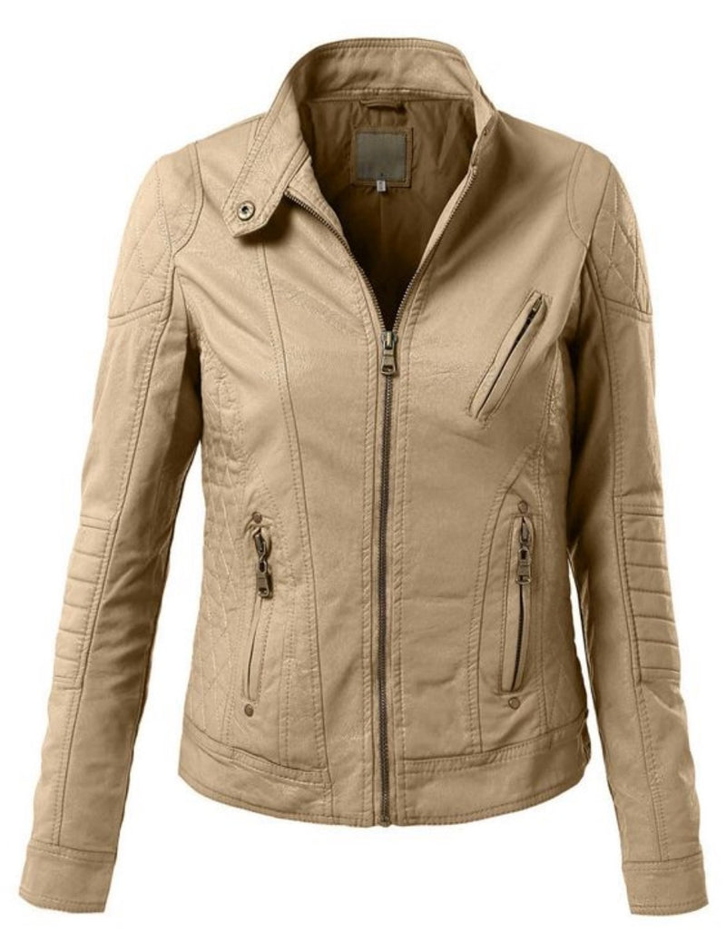 Biker / Motorcycle Jacket - Women Real Lambskin Leather Biker Jacket KW341 - Koza Leathers