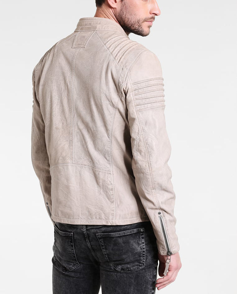 Biker Jacket - Men Real Lambskin Motorcycle Leather Biker Jacket KM295 - Koza Leathers